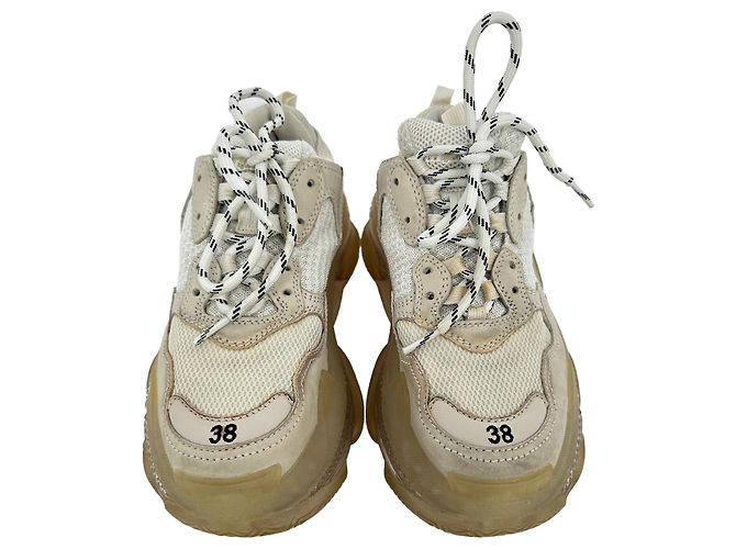 Balenciaga Triple S Clear Sole Sneaker aus beigem Polyester - Ansicht 3