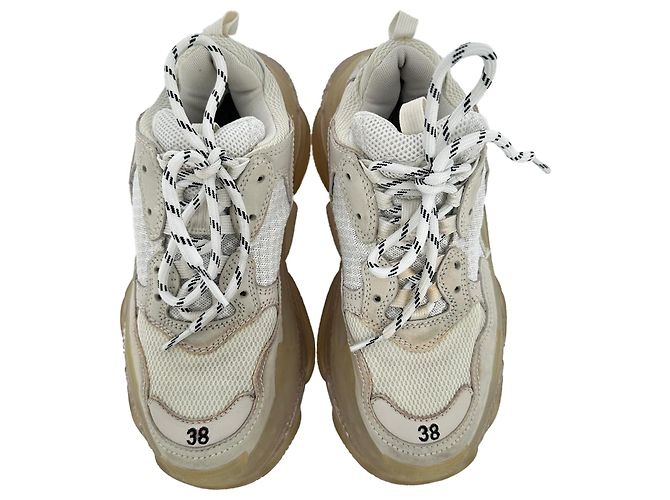 Balenciaga Triple S Clear Sole Sneaker aus beigem Polyester - Ansicht 5