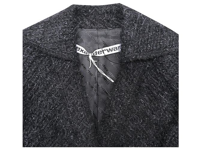 Blazer de tweed abotonado sencillo Alexander Wang en algodón negro - vista 4