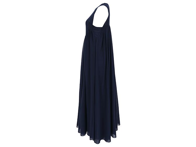Jil Sander Plissiertes ärmelloses Midikleid aus Polyamid in Navy Blue Blau Marineblau - Ansicht 2