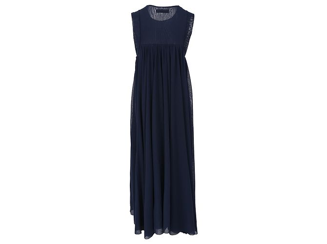Jil Sander Plissiertes ärmelloses Midikleid aus Polyamid in Navy Blue Blau Marineblau - Ansicht 3