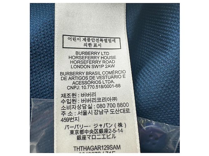 Polo Burberry in cotone blu navy con logo ricamato - vista 11