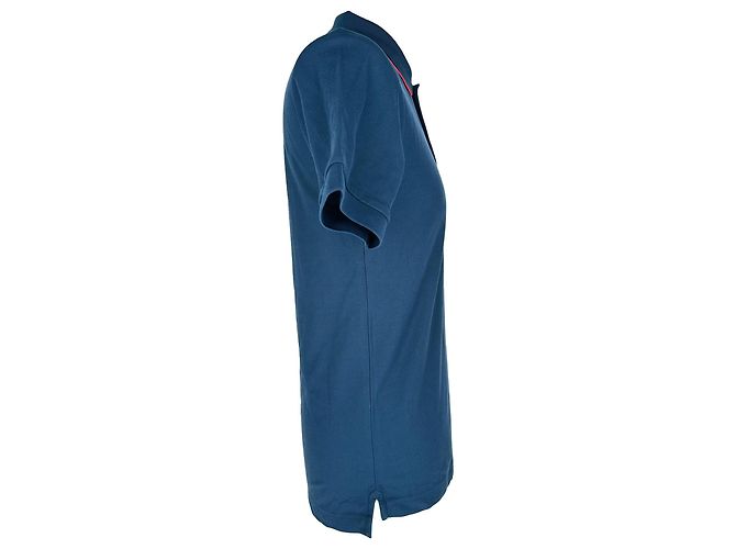 Polo Burberry in cotone blu navy con logo ricamato - vista 2