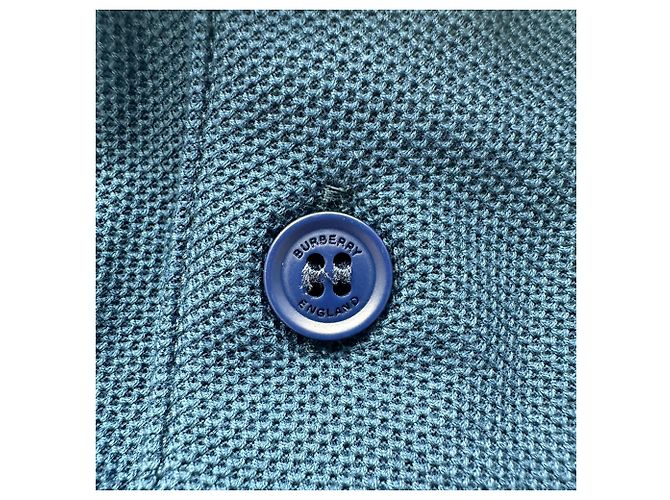 Polo Burberry in cotone blu navy con logo ricamato - vista 4