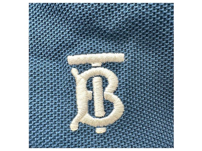 Polo Burberry in cotone blu navy con logo ricamato - vista 5