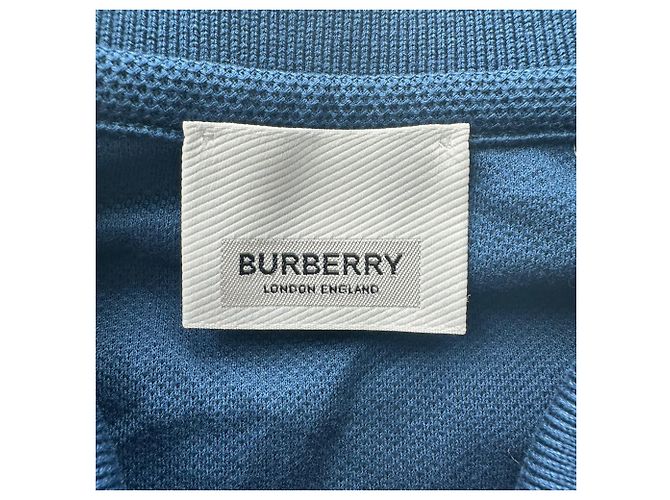 Polo Burberry in cotone blu navy con logo ricamato - vista 6