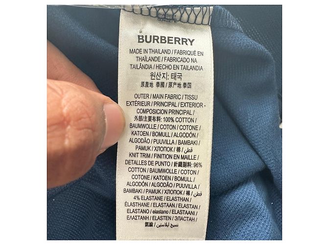 Polo Burberry in cotone blu navy con logo ricamato - vista 8