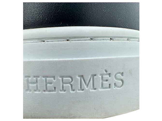 Sneaker basse Day Hermès in pelle di vitello nera Nero - vista 12