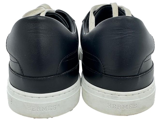 Sneaker basse Day Hermès in pelle di vitello nera Nero - vista 7