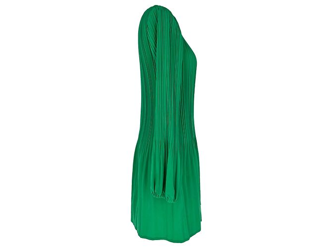 Maje Plisseierter Mini-Kleid mit langen Ärmeln aus grünem Polyester - Ansicht 2