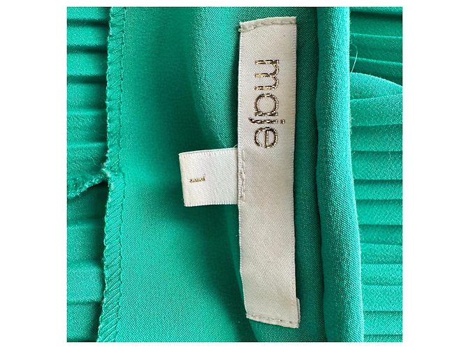 Maje Plisseierter Mini-Kleid mit langen Ärmeln aus grünem Polyester - Ansicht 4