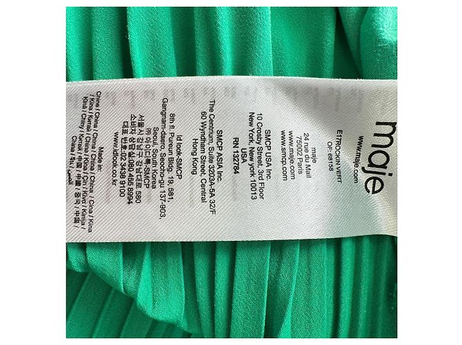 Maje Plisseierter Mini-Kleid mit langen Ärmeln aus grünem Polyester - Ansicht 5