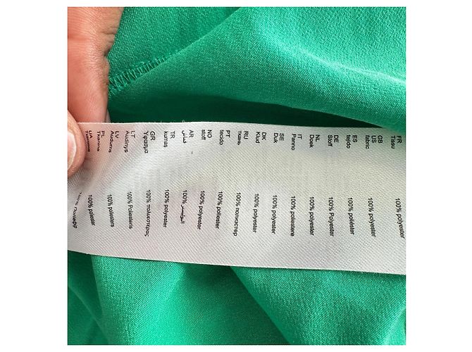 Maje Plisseierter Mini-Kleid mit langen Ärmeln aus grünem Polyester - Ansicht 7