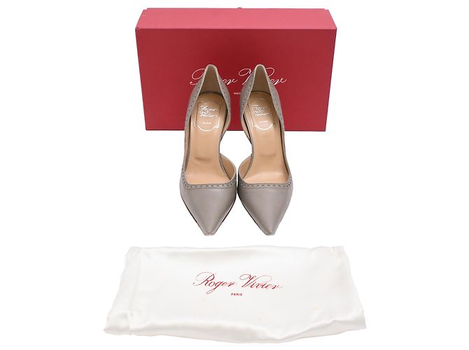 Décolleté a punta stile Brogue D'Orsay Roger Vivier in pelle grigia Grigio - vista 11