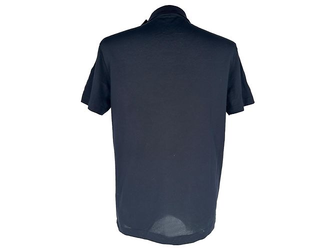 Polo Versace in cotone blu navy con ricamo Medusa - vista 3