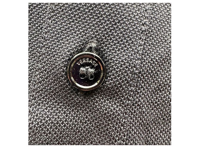 Polo Versace in cotone blu navy con ricamo Medusa - vista 5