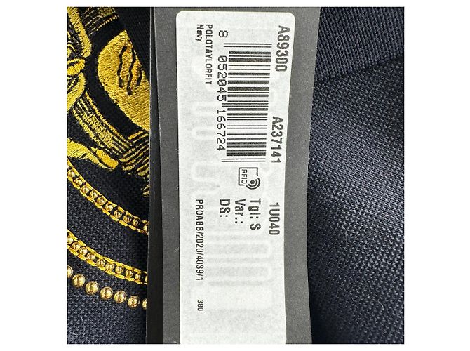 Polo Versace in cotone blu navy con ricamo Medusa - vista 6