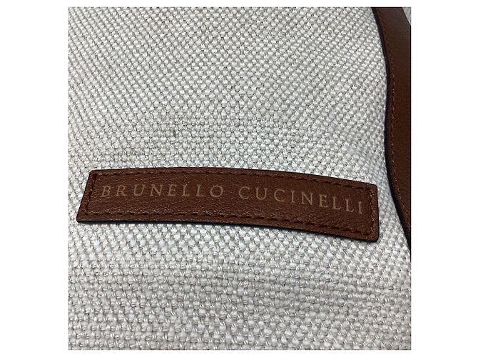 Brunello Cucinelli Drawstring Backpack in Beige Canvas - view 13