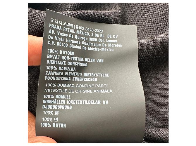Prada Polohemd aus schwarzer Baumwolle mit Logo-Applikation - Ansicht 10