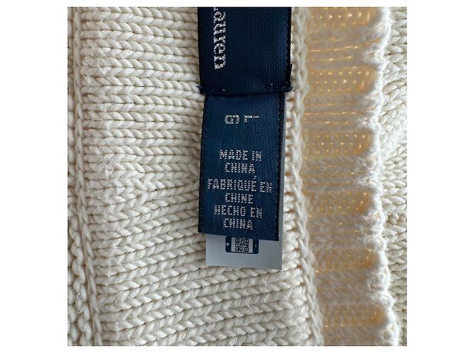 Polo Ralph Lauren Cricket-Pullover mit Zopfstrick aus cremefarbener Baumwolle Weiß Roh - Ansicht 5