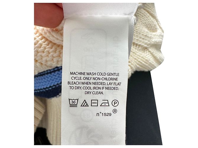 Polo Ralph Lauren Cricket-Pullover mit Zopfstrick aus cremefarbener Baumwolle Weiß Roh - Ansicht 7
