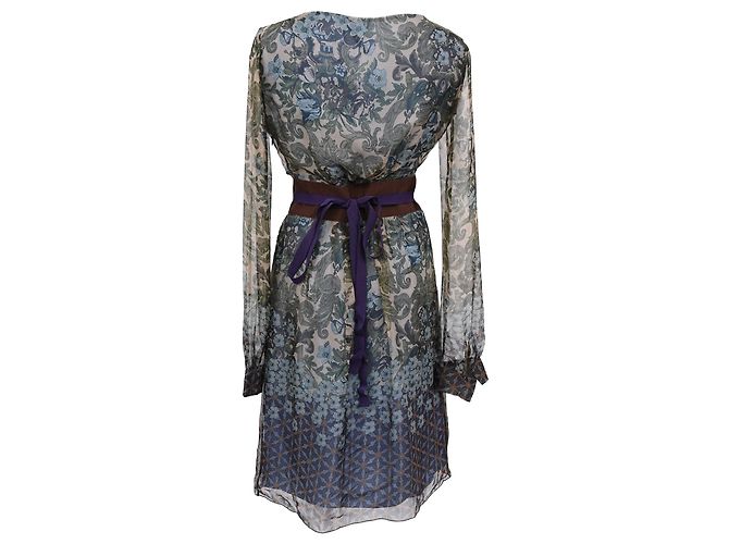 Abito midi con stampa floreale e scollo a V Alberta Ferretti in seta multicolore - vista 3