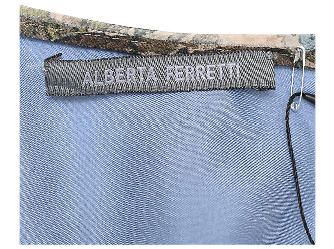 Abito midi con stampa floreale e scollo a V Alberta Ferretti in seta multicolore - vista 5