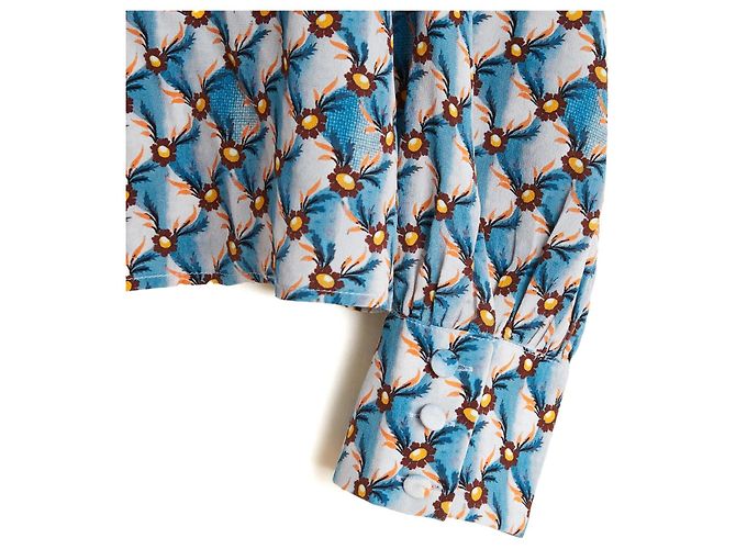 Etro Pre-Fall 2023 Seidencrepe-Bluse mit blauem Print - Ansicht 2