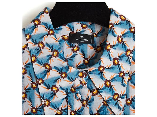 Etro Pre-Fall 2023 Seidencrepe-Bluse mit blauem Print - Ansicht 3