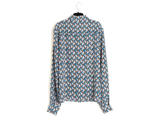 Etro Pre-Fall 2023 Seidencrepe-Bluse mit blauem Print - Ansicht 4