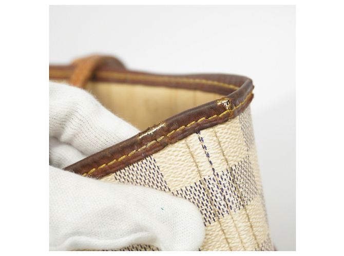 Borsa Tote Louis Vuitton Damier Azur Neverfull MM Bianco - vista 7