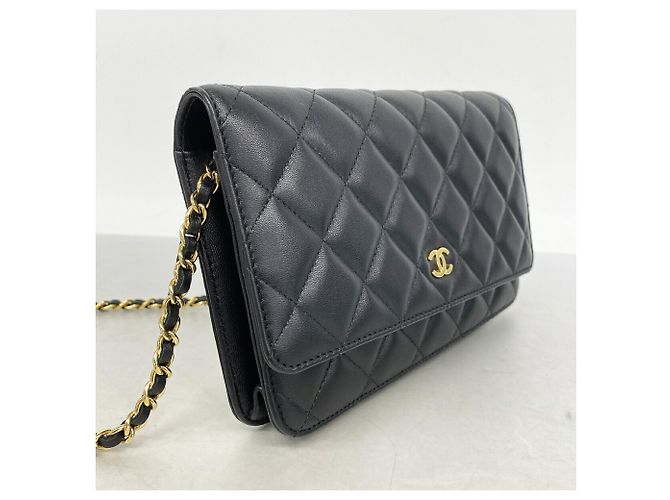 Portafoglio a spalla con catena Chanel Matelassé in pelle d'agnello nera Nero - vista 2