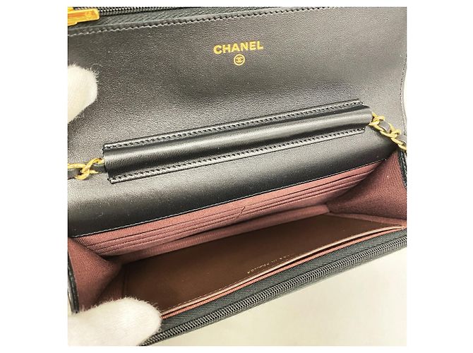 Portafoglio a spalla con catena Chanel Matelassé in pelle d'agnello nera Nero - vista 4