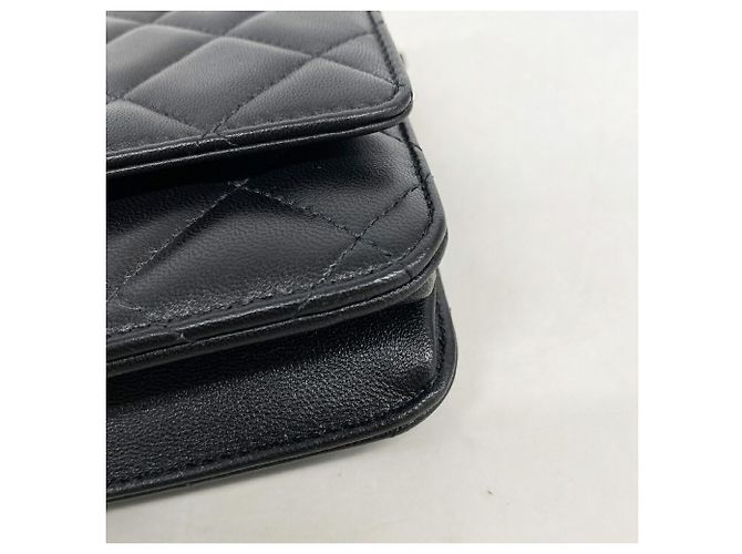 Portafoglio a spalla con catena Chanel Matelassé in pelle d'agnello nera Nero - vista 6