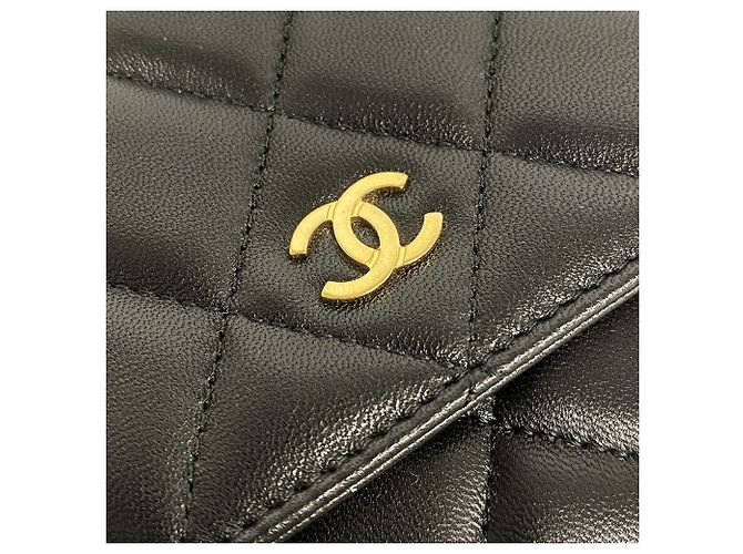 Portafoglio a spalla con catena Chanel Matelassé in pelle d'agnello nera Nero - vista 9