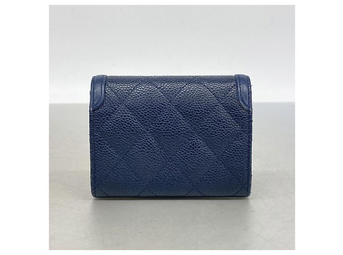 Tarjetero Chanel de piel de becerro granulada azul marino - vista 9
