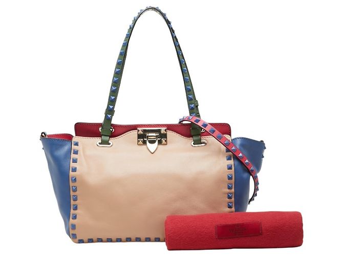 Bolso Tote Valentino Rockstud Azul Beige - vista 12
