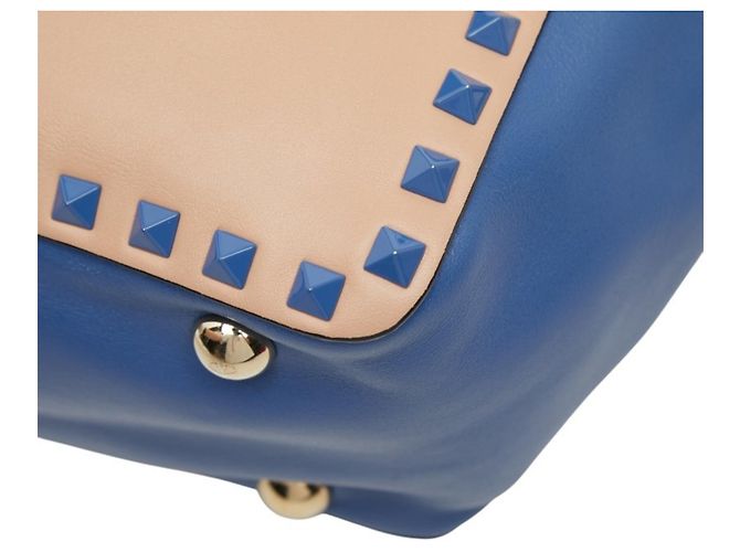 Bolso Tote Valentino Rockstud Azul Beige - vista 6