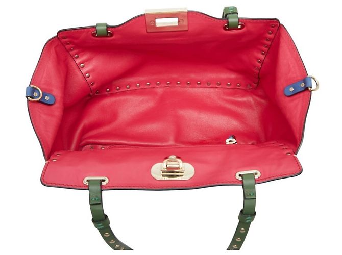 Bolso Tote Valentino Rockstud Azul Beige - vista 8