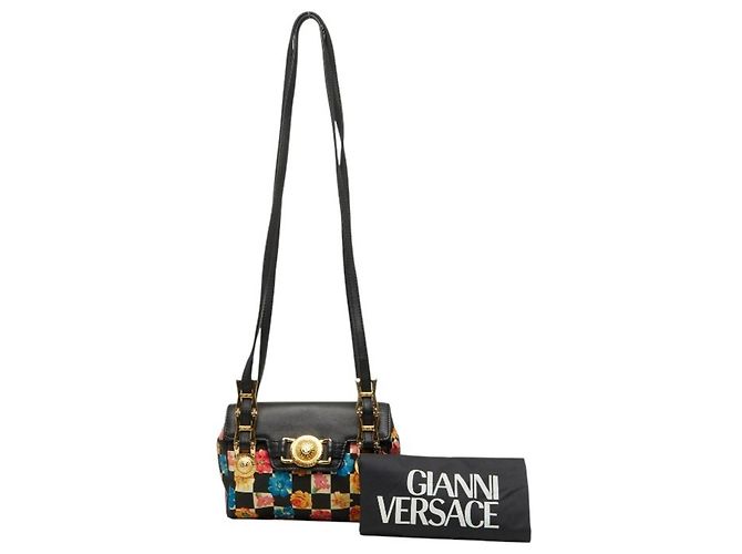 Borsa a tracolla Versace Flower Floral Nero Multicolore - vista 8