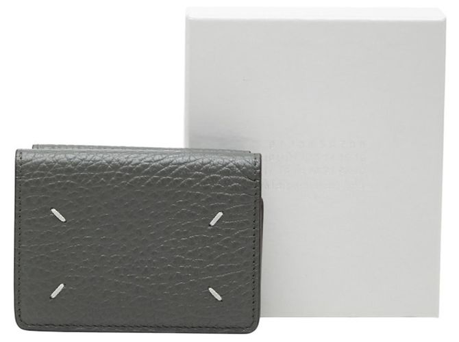 Maison Martin Margiela Cartera tri-fold de cuero gris Maison Margiela Castaño - vista 10