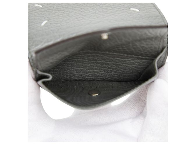 Maison Martin Margiela Cartera tri-fold de cuero gris Maison Margiela Castaño - vista 7
