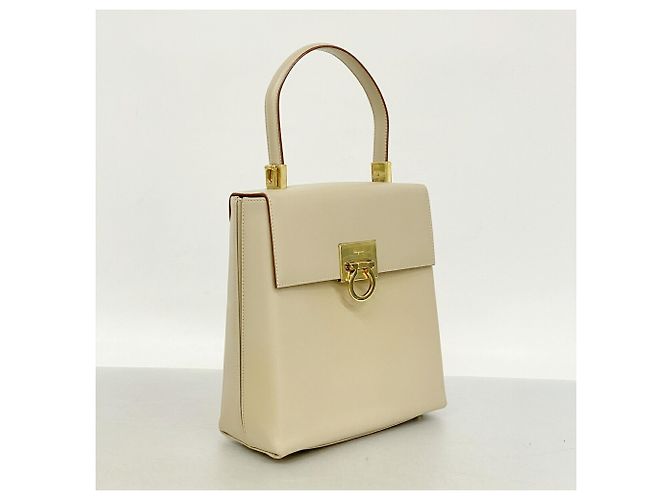Borsa in pelle Gancini Salvatore Ferragamo Beige - vista 2