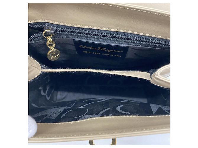 Borsa in pelle Gancini Salvatore Ferragamo Beige - vista 4