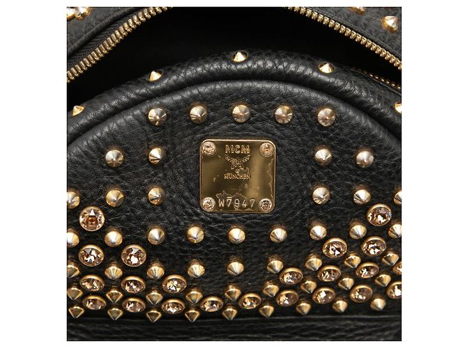 MCM Visetos Studded Backpack Black - view 6