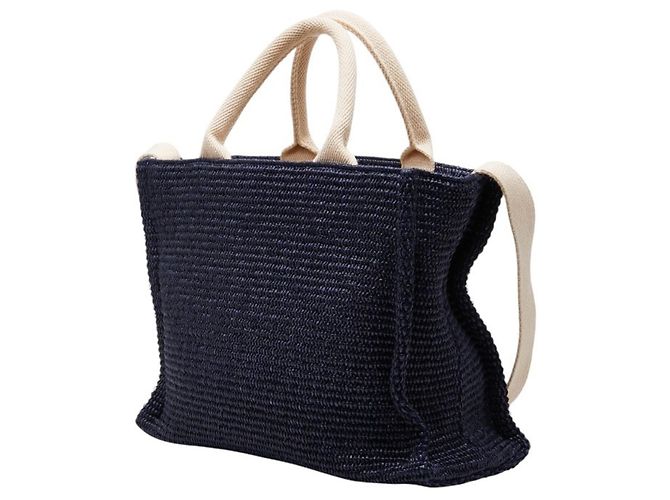 Picca borsa a mano Marni effetto rafia Crudo Blu navy - vista 2