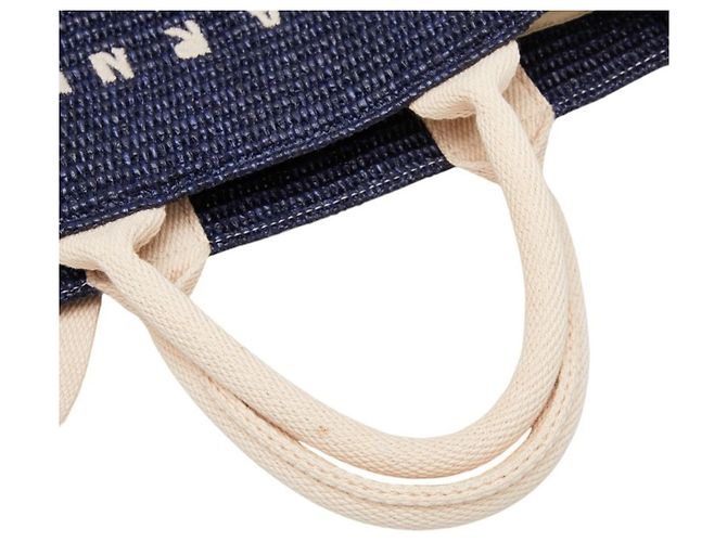 Picca borsa a mano Marni effetto rafia Crudo Blu navy - vista 4