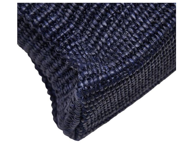 Picca borsa a mano Marni effetto rafia Crudo Blu navy - vista 8