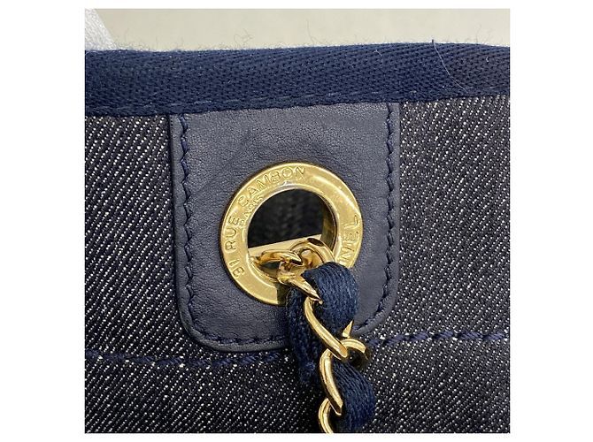 Chanel Deauville Shopper mit Kette Marineblau - Ansicht 10