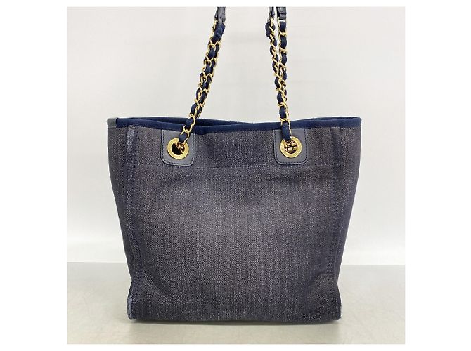 Chanel Deauville Shopper mit Kette Marineblau - Ansicht 12